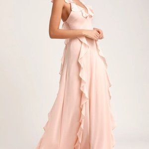 NWT Lulus Serene Scene Blush Ruffled Maxi Dress - originally $84 - Size Large